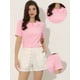 thumbnail image 2 of Blusa con cuello Peter Pan para mujer Floral Jacquard Puff Manga corta Kawaii Top Rosa S, 2 of 5