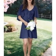 thumbnail image 4 of Robes pour Femmes Printemps Été Décolleté en V Profond Élégante Robe Courte à Nœud Bleu Marine G, 4 of 8