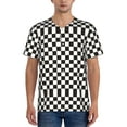 thumbnail image 5 of Easygdp Black and White Checkerboard Men's Muscle T-Shirt Men's Baseball Short Sleeves, for Gym Workout Athletic with Button - Small, 5 of 9
