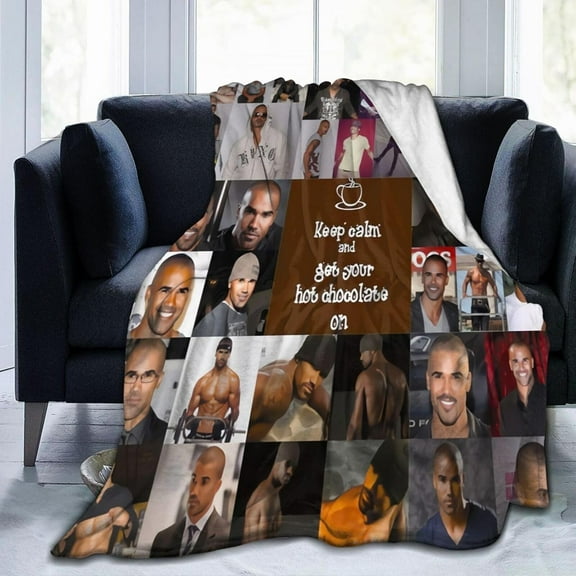 Blanket Shemar Actor Moore Throw Flannel Blankets Warm Soft Cozy Fuzzy Blanket for Bed Sofa Couch Camping Travel Gift Blankets for All Seasons 50""x40"", Black