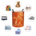 thumbnail image 6 of Circular Hamper Single Layer Laundry Basket Storage Basket Waterproof Single Layer Fabric With Handle Pe Support Strip Orangered Marble_1 Small, 6 of 8