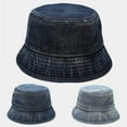 thumbnail image 2 of Mode Adulte Solide Denim Parasol Pêcheur Chapeau Bassin Chapeau Seau Extérieur Chapeau, 2 of 3