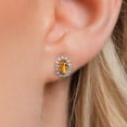 thumbnail image 3 of Gem Stone King 10K Solid Gold Post & Sterling Silver Orange Red Madeira Citrine and Lab Grown Diamond Halo Earrings for Women | 1.02 Cttw | Gemstone November Birthstone | Oval 6X4MM, 3 of 6