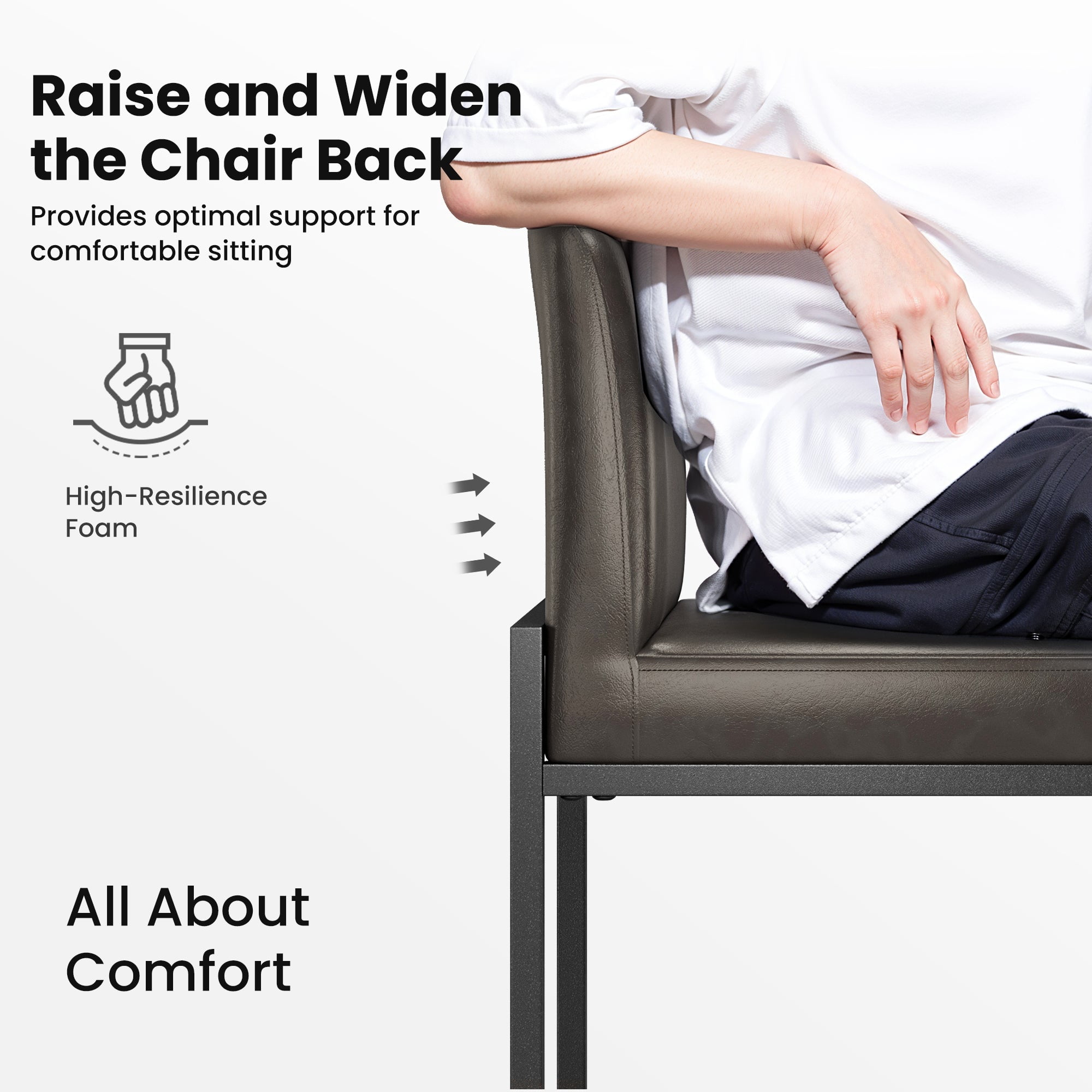 MF Studio Bar Stool with Back, 24" Counter Height Bar Stool with 3.5" Cushion for Kitchen Dining, Gray