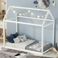 thumbnail image 3 of Solid Wood House Bed Twin for Kids,House Bed Frame Montessori Floor Bed for Kids Children Toddler Girls Boys,White, 3 of 9
