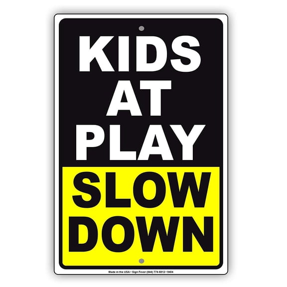 Kids At Play Slow Residential Area Park Ahead Caution Road Street Outdoor Warning Metal Aluminum Sign 8"x12"