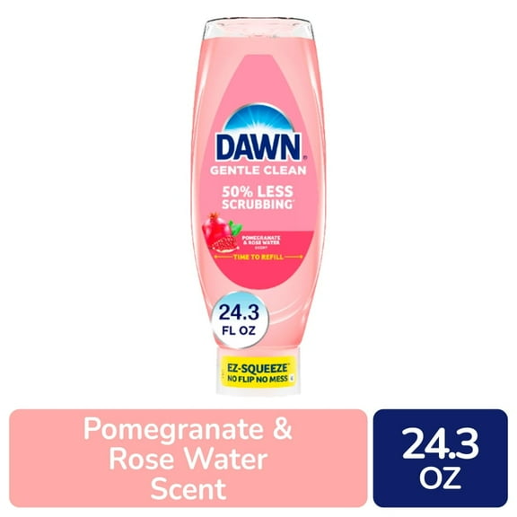 Dawn Platinum Gentle Clean Pomegranate & Rose Water Scent EZ-Squeeze Liquid Dish Soap, 24.3 fl oz (Package May Vary)