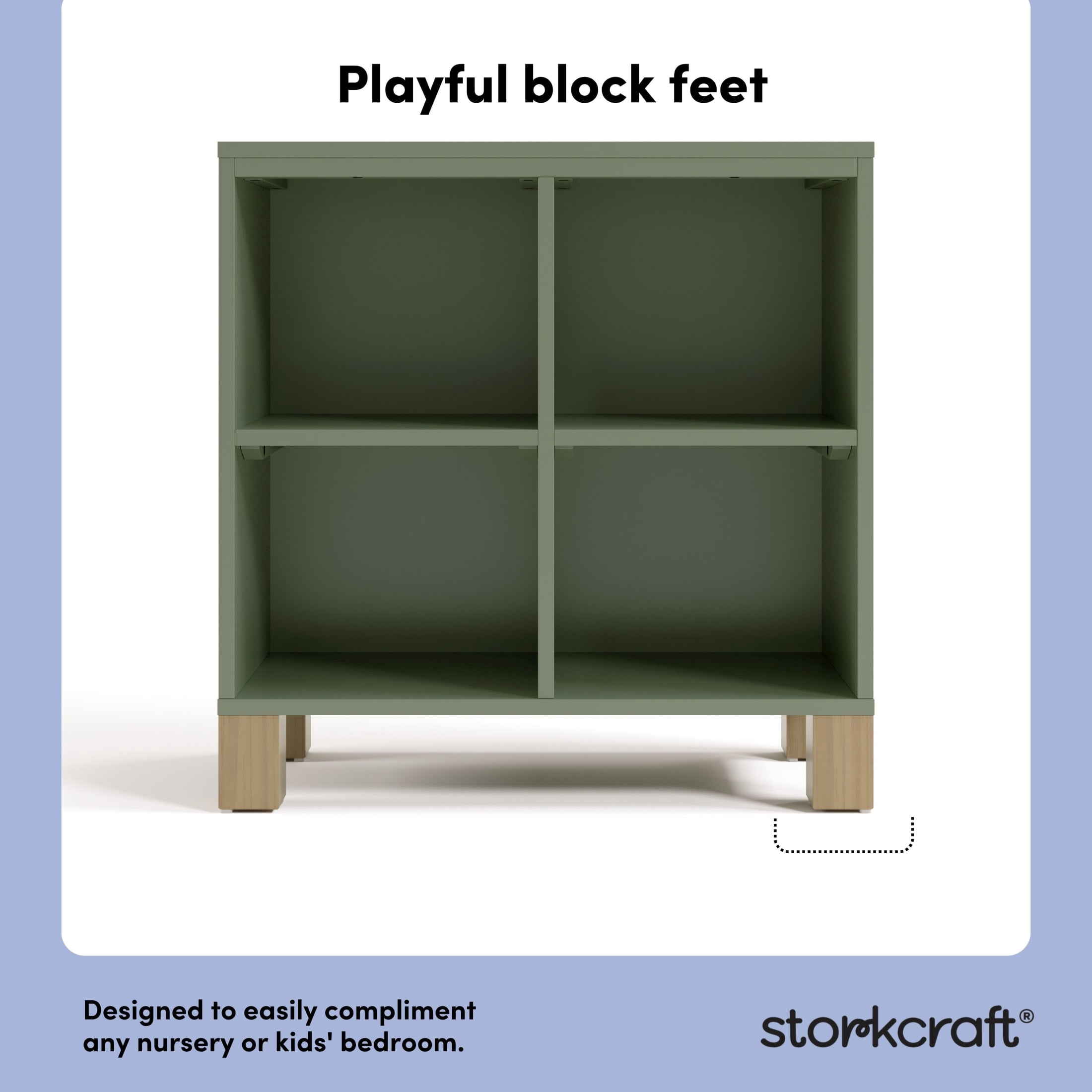 Storkcraft California Cube Organizer Bookcase, Olive and Driftwood
