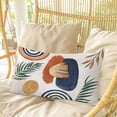 thumbnail image 4 of Boho Pillow Covers, Linen Long Throw Pillow Case, Bohemia Middle Century Leaves Abstract Minimalist Beige Holiday Pillow Protector Decorative Cushion Cover for Living Room/Bedroom 20" x 36", 4 of 8