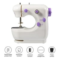 LYUMO Mini Sewing Machine, Miniature Purple Electric Household Dual-speed Sewing Machine EU Plug
