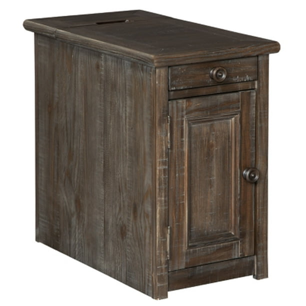 Signature Design by Ashley Wyndahl Rustic Chair Side End Table with Pull Out Tray, 2 Cup Holders