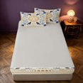 thumbnail image 4 of Homewish Gothic Crow Moth Zipper Twin Comforter Sets with Fitted Sheet and 2 Pillowcases, Blue Flowers Zipper Bedding Set, Sun Moon Decor, Gray Reversible, 4 of 7