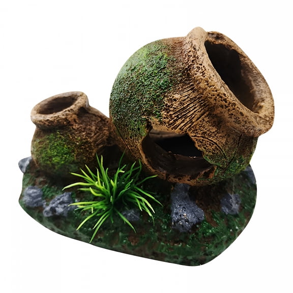 ACDANC Aquarium Decoration Ancient Greek Amphora Ornaments, Fish Tank Resin Decor, Natural Look with Moss Effect, Safe for Fish