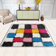 thumbnail image 2 of Yayeee Area Rugs for Living Room 6.7'x4.8' Non Slip Washable Bedroom Floor Carpet, White Checkered Pattern, 2 of 6