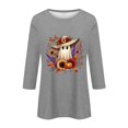 thumbnail image 5 of Bexdxz Cute Ghost Pumpkin Halloween 3/4 Sleeve Shirts for Women Funny Bat Graphic Crew Neck Three Quarter Length Tee Fall Casual Holiday Top Gray 3XL, 5 of 6