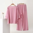thumbnail image 6 of BaoFuBaoMei Rayon Pajamas for Women 2 Piece Plus Size Crew Neck Short Sleeve Top and Pants Sleepwear Solid Relaxed Fit Comfy Lounge Set, 6 of 9