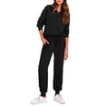 thumbnail image 1 of Conjunto Deportivo PRETTYGARDEN para Mujer, Sudadera Negra con Cierre y Joggers, Talla M, 1 of 8