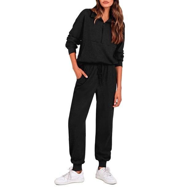 Conjunto Deportivo PRETTYGARDEN Mujer Sudadera con Cierre y Jogger XL