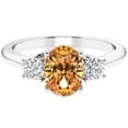 thumbnail image 5 of PEORA 14K White Gold Oval Citrine and Lab Grown Diamond 3 Stone Trellis Ring, 1.30 Carats total, Size 8.5, 5 of 5