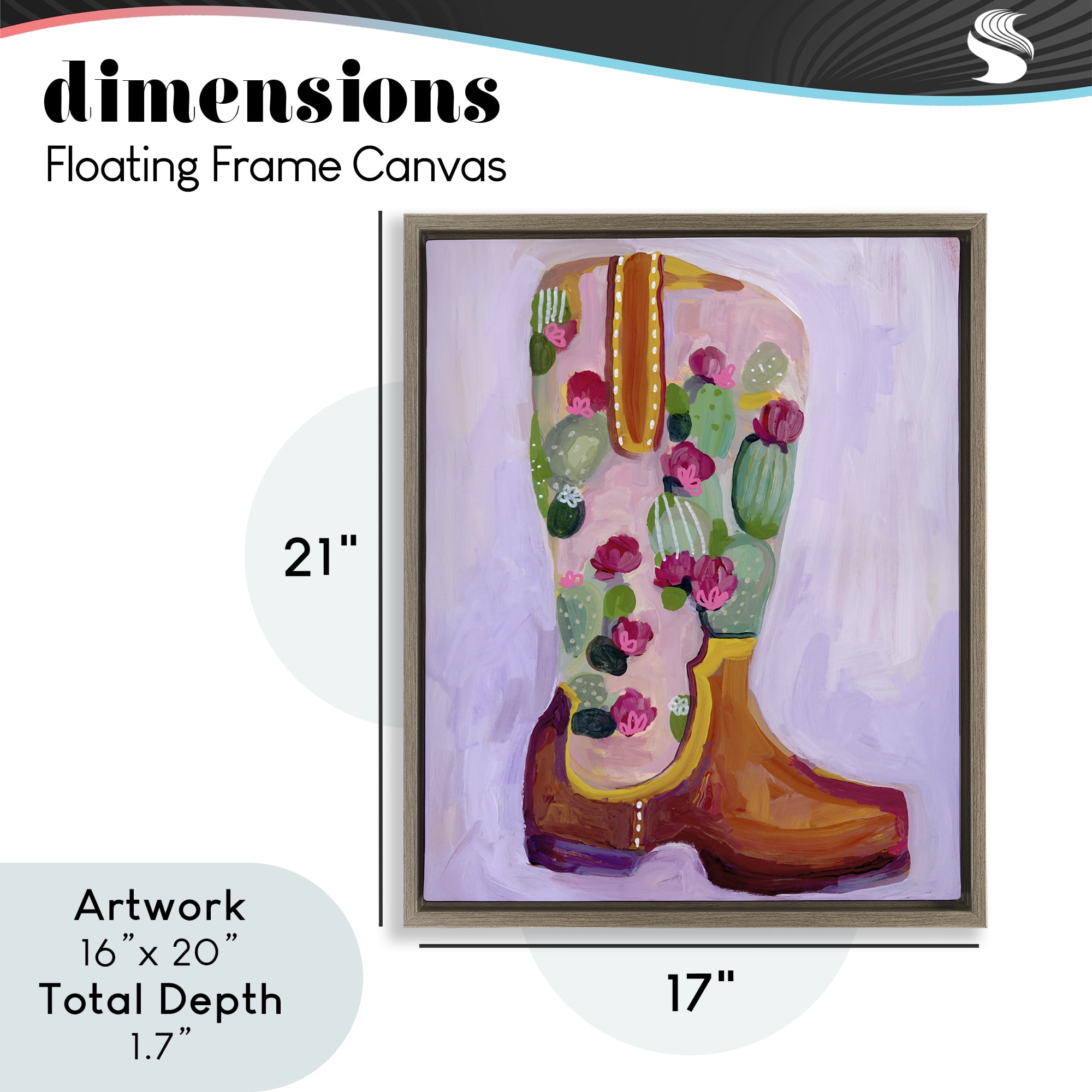 Desert Day Dream Boots Brown Framed Floater Canvas Wall Art, design by Ashley Davis