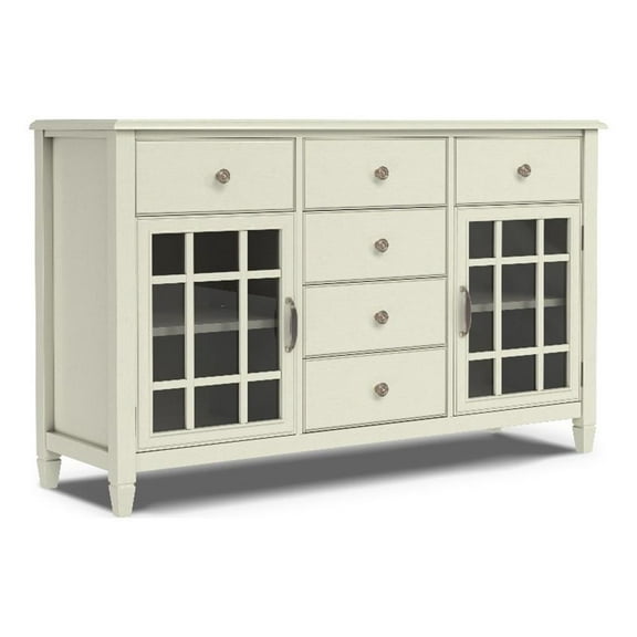 Pemberly Row Wood & Pine 60x18" Traditional Sideboard Buffet in Antique White