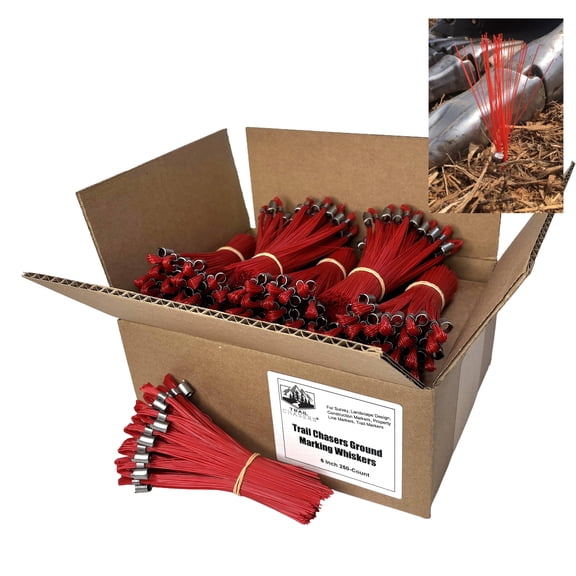 Trail Chasers Red Marking Whiskers, 6 Inch, 250 Count for Survey, Construction, Landscaping & Trail Markers