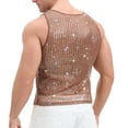 thumbnail image 4 of Purcolt Mens Rhinestone Mesh Tank Tops Trendy Casual Crewneck Sleeveless Shirts Lightweight See Through Slim Fit Clubwear T-Shirts, 4 of 6