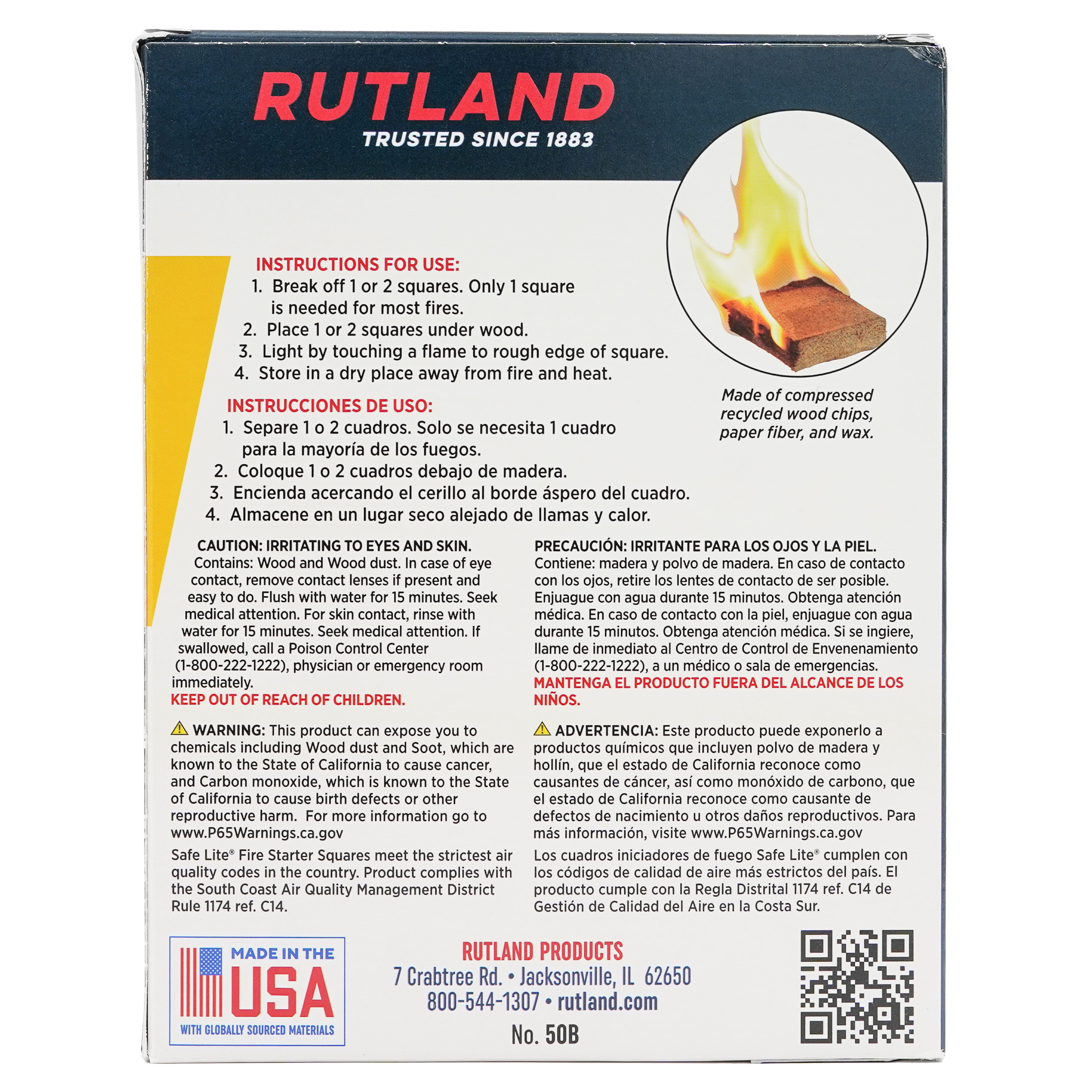 RUTLAND Safe Lite® Fire Starter Squares, 144 count