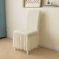 thumbnail image 3 of Seersucker Chair Covers for Dining Chairs,Stretchable Universal Dining Room Chair Slipcovers Washable Removable Elastic Chair Covers for Home,Kitchen,Wedding, Party,Banquet,Protector with Lace Trim, 3 of 9