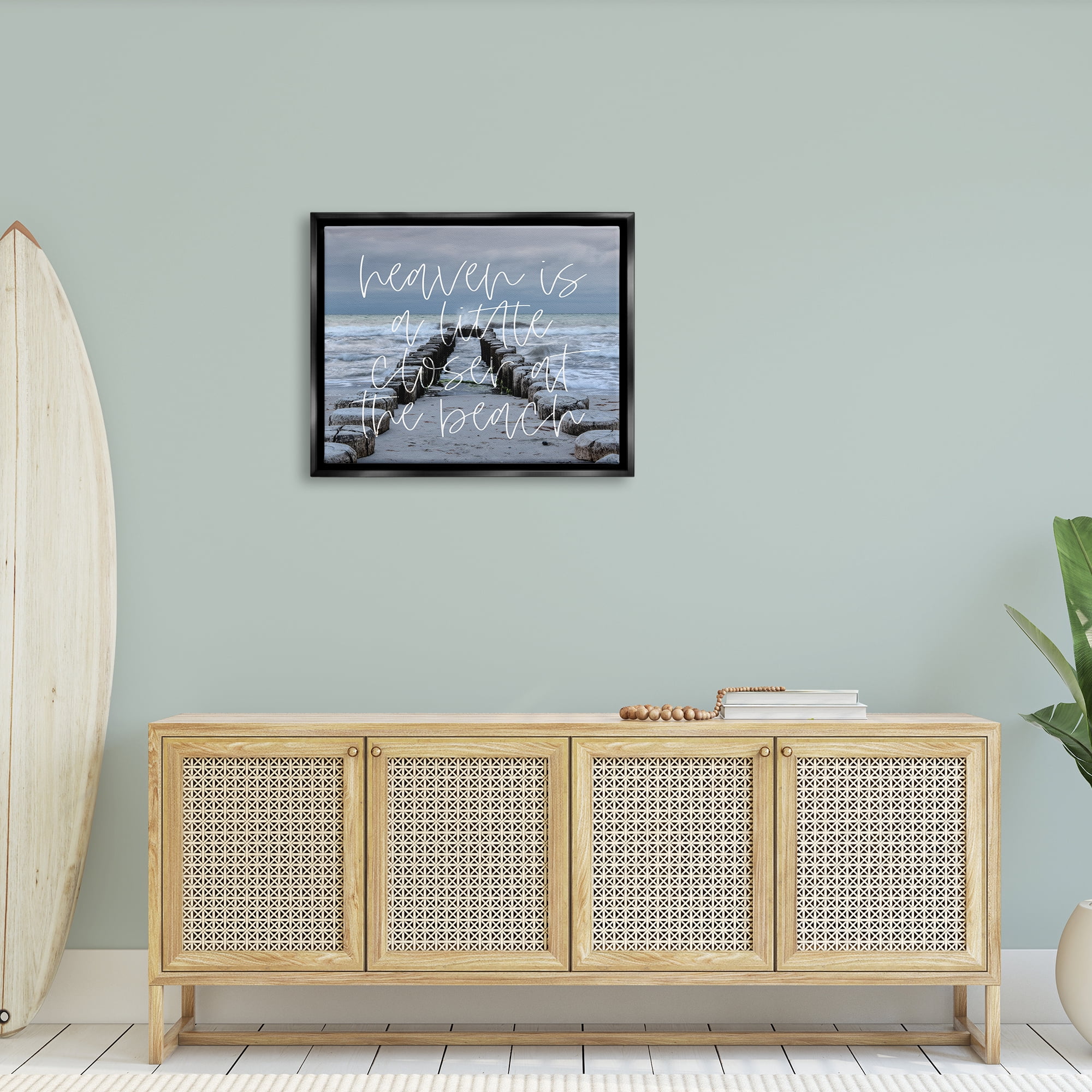 Stupell Heaven Closer At Beach Coastal Landscape Painting Black Floater Framed Art Print Wall Art