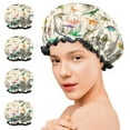 thumbnail image 7 of Shower Caps,Colorful Realistic Dinosaurs Plants Pattern Waterproof Shower Cap for Women 4 Pieces,Double Reusable Hair Cover for Shower PEVA Elastic Stretch Hem, 7 of 7