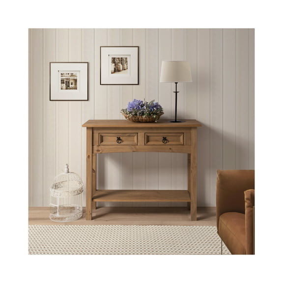 Solid Wood Hall Table - Classic Comfort Cottage Style - Entryway Console Table - Corona Brown Finish