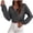 Gray, variant on Women Waffle Knit Cropped Top, V‑Notch Collar Long Sleeve Drop Shoulder Pullover, Loose Fit Casual Crop Shirt for Street Dating Daily Outfits Blue,M