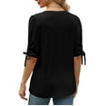 thumbnail image 5 of Otvok Women's Mid Sleeve Tops Summer Solid Color V-Neck Casual Blouses Shirts, 5 of 6