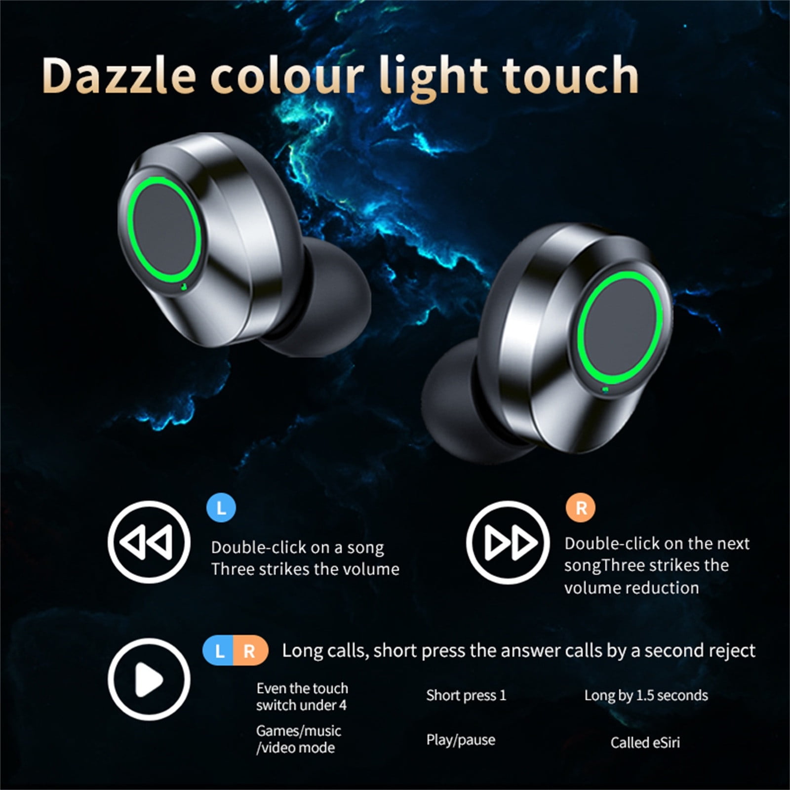 Bluetooth Headphones True Wireless Earbuds 60H Playback LED Power Display Earphones with Wireless Charging Case IPX5 Waterproof in-Ear Earbuds with Mic for Smart Phone Laptop TV Computer Sports,Black