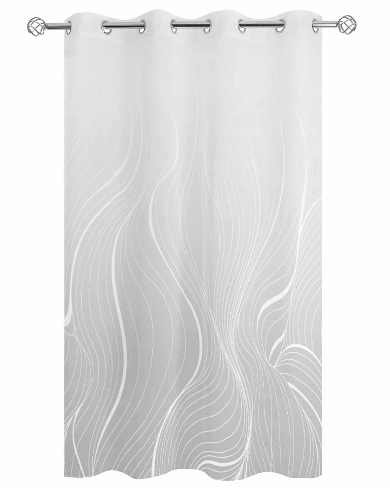 Grey Geometric Outdoor Curtains for Patio, Modern White Stripe Abstract Distortion Art Privacy Drapes Grommet Waterproof Outside Curtains for Porch/Cabana/Balcony 54"x 108", 1 Panel