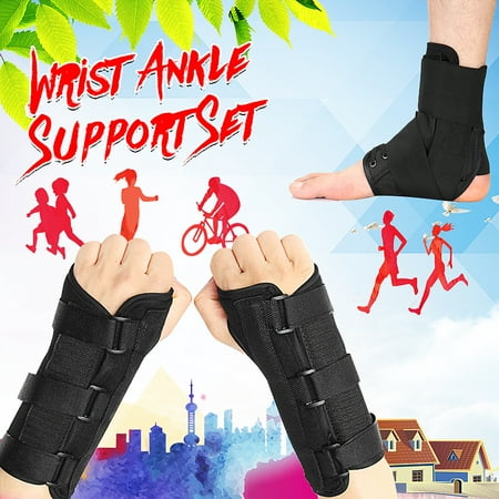 1Pair L Unisex Breathable Medical Carpal Tunnel Night Wrist Brace Splint Support Arthritis Sprain Gym Hand Protector 3 Straps Adjustable Removable Metal Strips (Right & Left