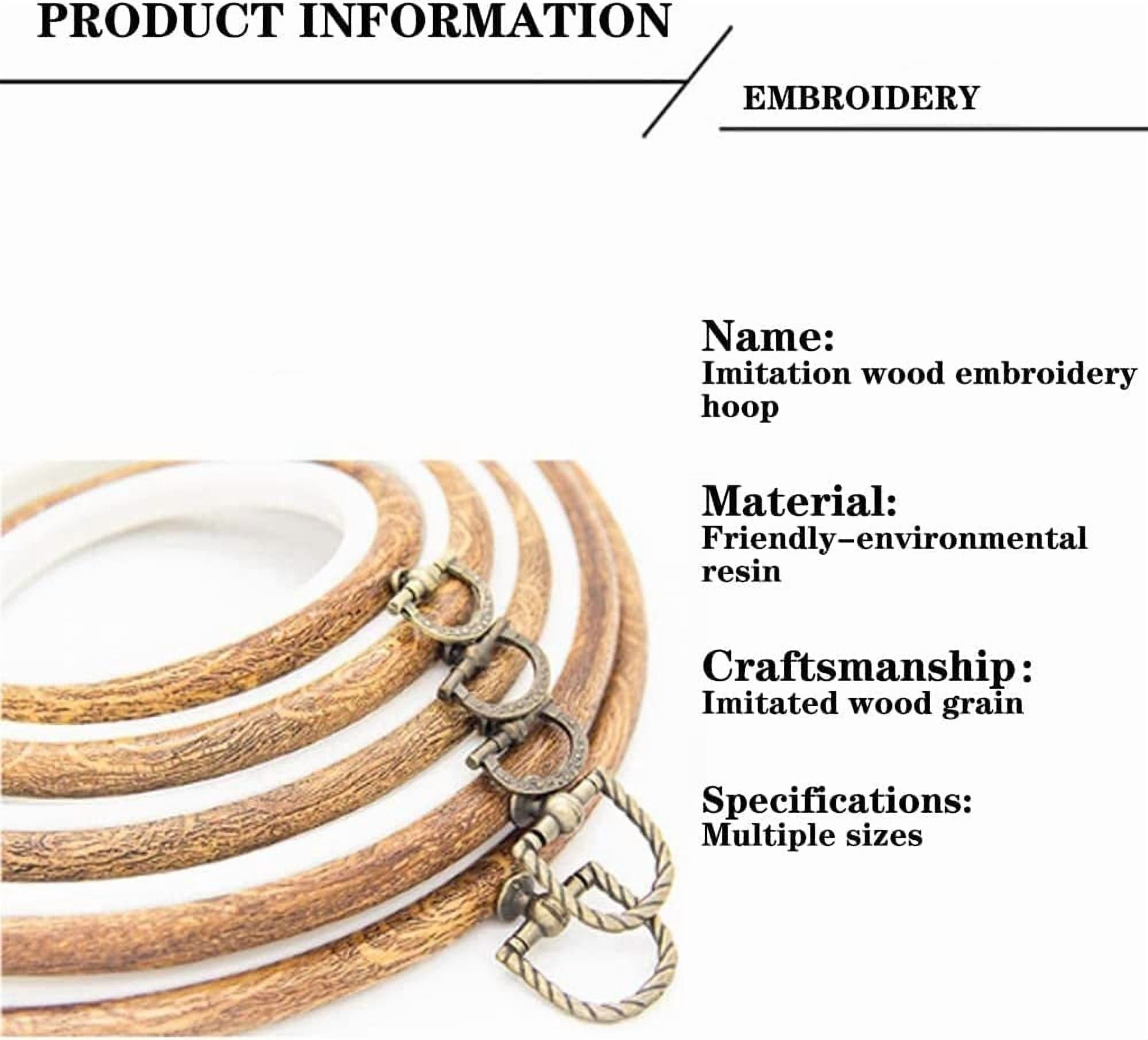 ABPETE 5 Pieces 10 inch Round Embroidery Hoops, Imitated Wood Hoop Embroidery Frames for Display, Cross Stitch Embroidery Round Hoops Arts Decoration