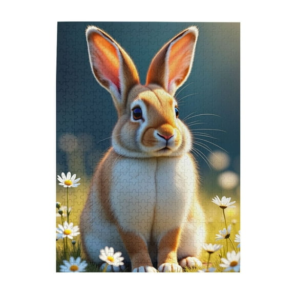 500 Piece Jigsaw Puzzle For Adults Adorable Bunny In A Daisy Field Challenging And Relaxing Adult Puzzles Fun Hobby Home Decor Great Gift Idea