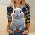 thumbnail image 1 of EGNMCR Easter T-Shirts à Imprimé pour Femmes T-Shirts Graphiques pour Femmes T-Shirts pour Femmes T-shirt Décontracté Mode T-shirt Imprimé Manches 3/4 Col Rond Froncé Chandail Blouse Hauts T-Shirts pour Femmes, 1 of 5
