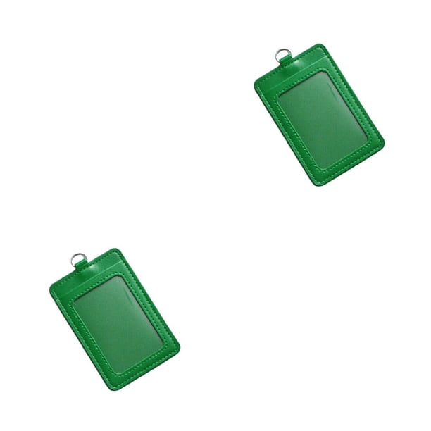 Tholdsy Paquete de 10 tarjeteros de identificación de PU para negocios, carcasa protectora multifuncional para tarjetas de autobús, manga Vertical/Verde 2piezas