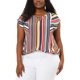 thumbnail image 2 of Women's Plus Size Blouse Keyhole Neck Cap Sleeve Stripe Top Multicolor 2X, 2 of 7