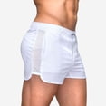 thumbnail image 3 of Men Summer Shorts Hollow Mesh Drawstring Elastic Waist Solid Color Quick Dry Surfing Fitness Sport Fitness Shorts Daily Wear Beach Shorts -White,2XL, 3 of 8