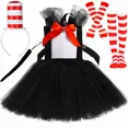 thumbnail image 4 of Disfraz de gato con sombrero de Dr. Seuss con tutú para niña, disfraz de Halloween, carnaval, fiesta, ropa elegante, vestidos de tul de gato negro para niña, 4 of 5