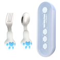 thumbnail image 1 of 2pcs Toddler Spoons and Forks Cat Claw Childrens Safe Flatware for Self Feeding Learning, 1 of 3
