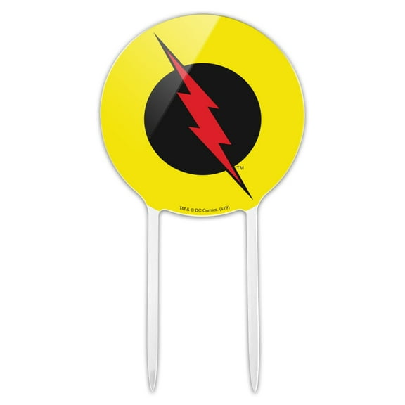 Acrylic The Flash Reverse Flash Logo Cake Topper Party Decoration for Wedding Anniversary Birthday Graduation