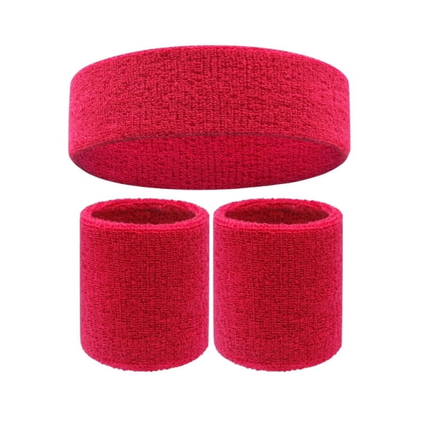 Nvzi Conjunto de muñequeras deportivas, conjunto de muñequeras deportivas que absorben la humedad y el sudor, muñequera de tela súper cómoda (rosa)