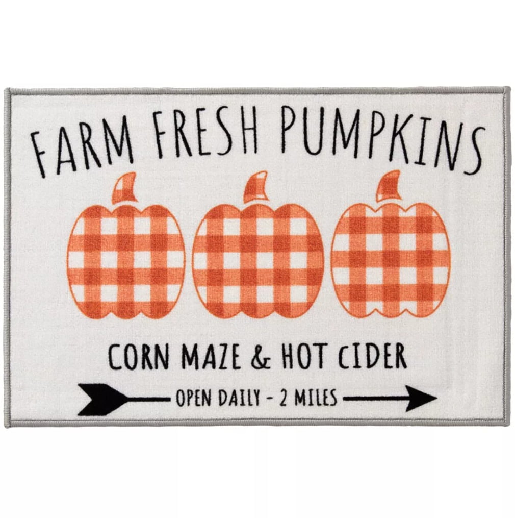 Natco Plaid Pumpkin Accent Rug, 20 x 30 inch, Fall Kitchen Decor