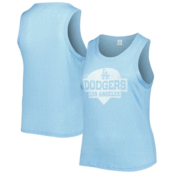 Women's Soft as a Grape Royal Los Angeles Dodgers Plus Size High Neck Tri-Blend Tank Top