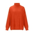 thumbnail image 4 of Atogsazn Women's Turtleneck Oversized Sweaters 2025 Fall Long Sleeve Spilt Hem Tunic Pullover Sweater Knit Tops Outerwear C-Orange Free Size, 4 of 6